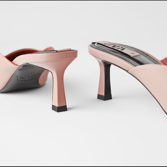 NWT Zara Light Pink Mid-Heel Mules - Picture 6 of 9